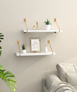 Set Of Two White Wall Mounted Shelves With Brackets, 4 of 8