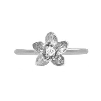 Diamond Cherry Blossom Ring Silver/Gold/Rose Gold, 3 of 8