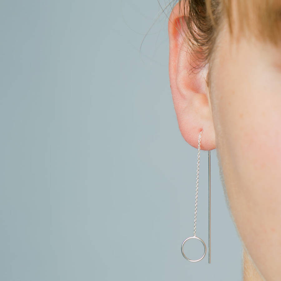 circle threader silver earrings by lovethelinks