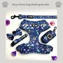 Navy And Pink Floral Dog Harness Set, thumbnail 1 of 8