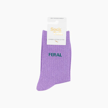 Feral Combed Cotton Glitter Socks In Lilac, 4 of 4