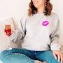 Neon Pink Love Kiss Lips Valentines Sweatshirt, thumbnail 1 of 3