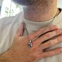 Silver Blue Diamond Pendant Necklace Chain For Men, thumbnail 8 of 12