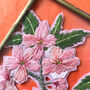 Spring Blossom Pink Embroidery Art Brass Frame, thumbnail 4 of 5