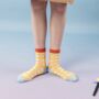 Yellow Gingham Print Ankle Socks, thumbnail 1 of 3