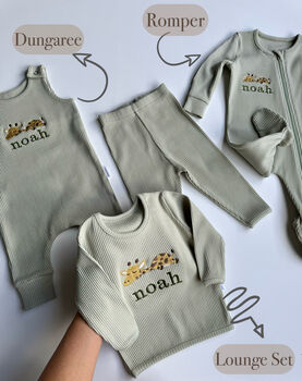 Safari Personalised Baby Zip Sleepsuit Personalised Gift, 3 of 5