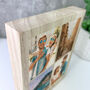 Personalised Freestanding Four Photo Grid Giant Wooden Block 21cm X 15cm Portrait, thumbnail 4 of 5