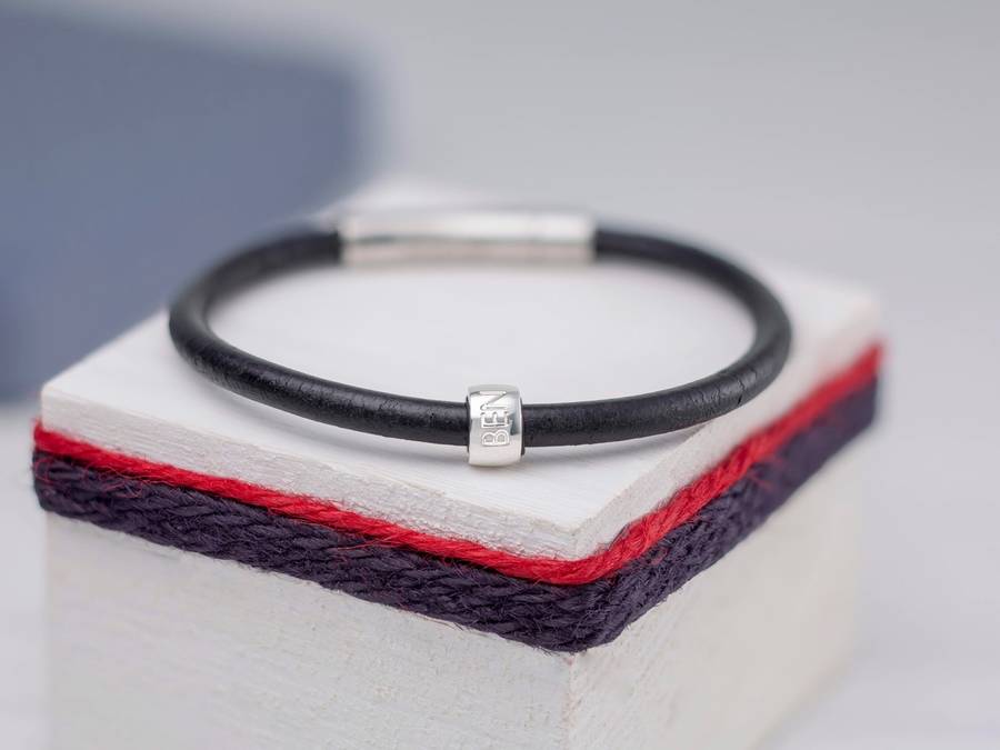 Boys Personalised Leather Bracelet By Lily Belle | notonthehighstreet.com