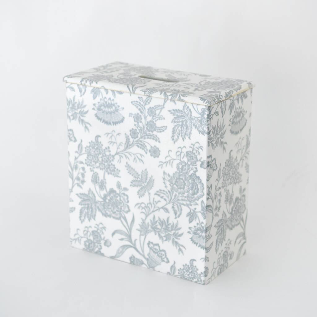 Toilet Roll Storage Box Wooden Silver Foliage By Crackpots Crafts