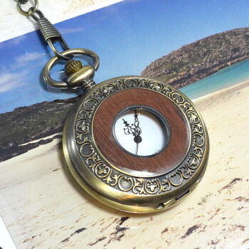 Bronze Pocket Watch With A Wooden Inlay, 3 of 6