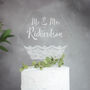 Personalised Wedding Cake Topper With Lace Design, thumbnail 2 of 9