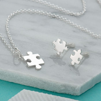 Sterling Silver Jigsaw Puzzle Jewellery Set, 4 of 7