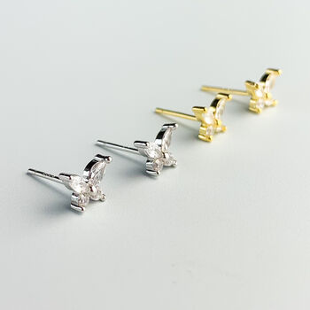 Sterling Silver Crystal Butterfly Stud Earrings, 4 of 6