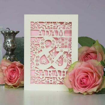 Personalised Papercut Ampersand Valentines Card, 7 of 8