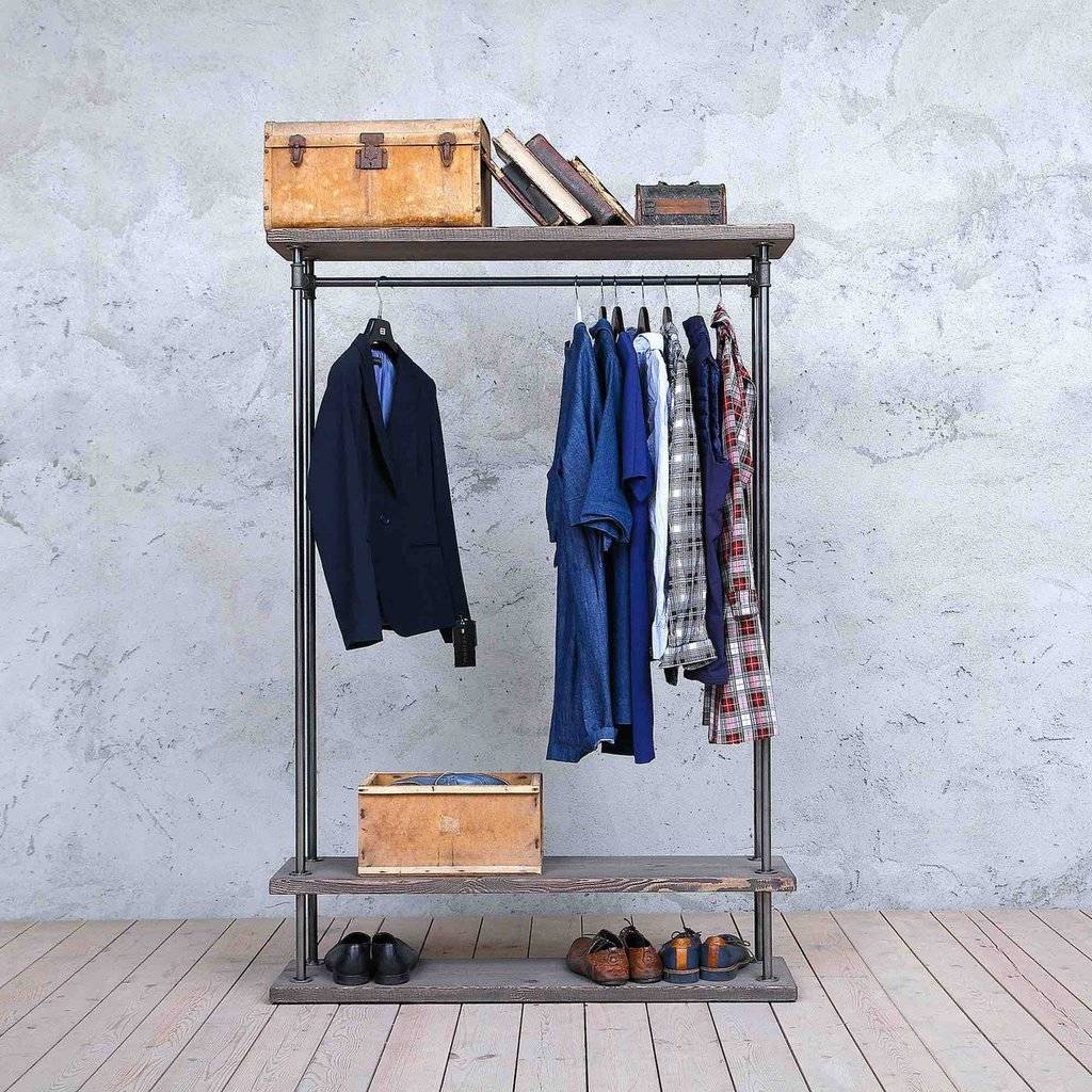 Tweed Two Shelves Industrial Clothes Rail, 1 of 7