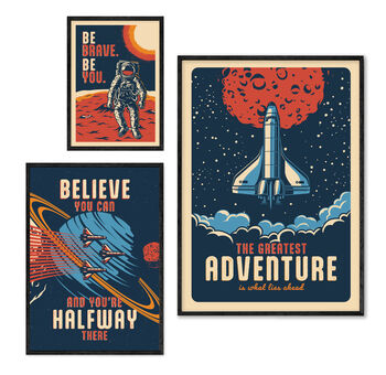 Set Of Three Space Themed Motivational Unframed Posters, 6 of 9