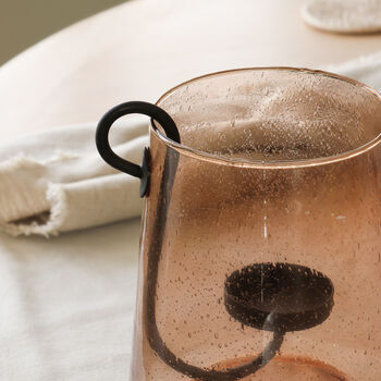 Amber Glass Hurricane Tea Light Holder, 2 of 3