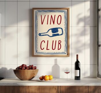 Vino Club Wall Art Print Happy Hour Kitchen Disco, 5 of 7