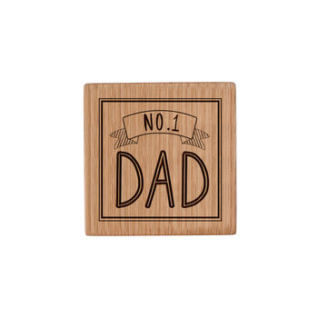Loft 'No. One Dad' Square Oak Coaster, 2 of 2