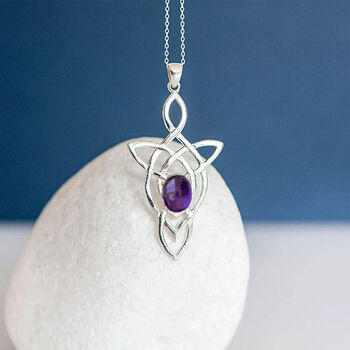 Genuine Amethyst Celtic Knot Necklace In Silver, 2 of 12