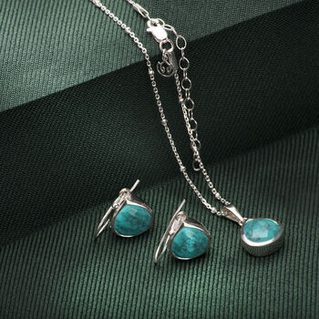 Pear Shaped Turquoise Earrings In Sterling Silver, 3 of 4