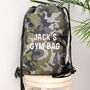Personalised Kids Camo Drawstring Bag, thumbnail 1 of 9