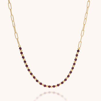Gem Shine Garnet Necklace With Paperclip Chain, 5 of 7