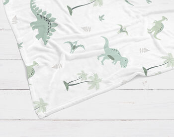 Green Dinosaurs Baby Blanket, 3 of 4