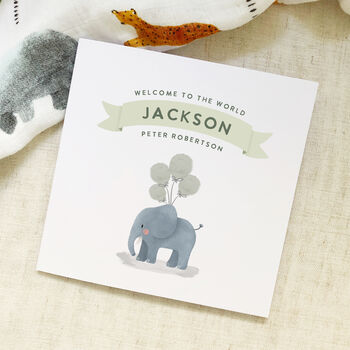 Personalised Welcome To The World Safari Card Blue, 3 of 5