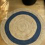 Blue Border Round Jute Rug, thumbnail 4 of 4