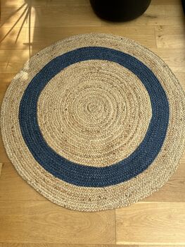 Blue Border Round Jute Rug, 4 of 4