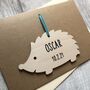 Personalised New Baby Hedgehog Keepsake Decoration Card, thumbnail 2 of 3