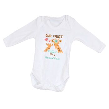 First Mother's Day Personalised Giraffe Babygrow, 3 of 8