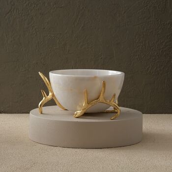 Handmade Black Marble Bowl With Silver Antler Legs, 2 of 2