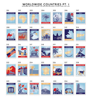 Personalised Stamp Destination Landscape Print, 6 of 12