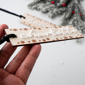 Personalised Wooden Christmas Stocking Name Tag, 5 of 6