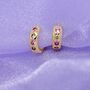 Pink And Green Stone Petite Hoop Earrings, thumbnail 1 of 5