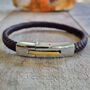 Mens Leather Bracelet With Gold And Silver Clasp, thumbnail 2 of 7