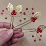 Red Berry And Gold Leaf Christmas Hair Pin Set – 3pcs, thumbnail 7 of 12