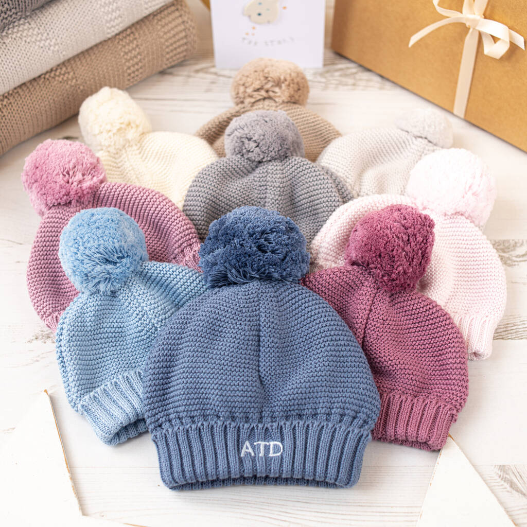 Personalised Big Bobble Knitted Baby Hat, 1 of 12
