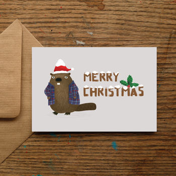 'Merry Christmas' Beaver Christmas Cards, 7 of 9