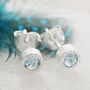 Aquamarine March Birthstone Sterling Silver Stud Earrings, thumbnail 1 of 4
