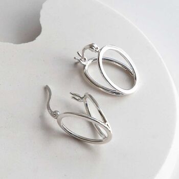 Sterling Silver Double Oval Loop Hoop Earrings, 2 of 12