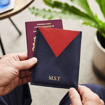 Personalised Leather Envelope Passport Holder, 2 of 4