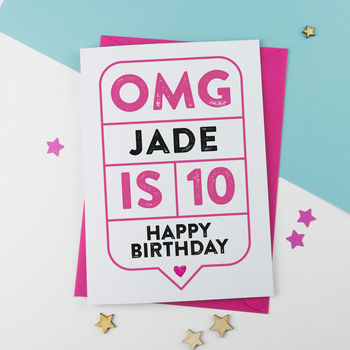 Omg 10th Birthday Card Personalised, 2 of 3