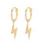 18ct Gold Lightning Bolt Charm Hoop Earrings, thumbnail 2 of 3