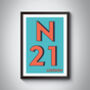 N21 Enfield London Postcode Typography Print, thumbnail 3 of 12