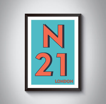 N21 Enfield London Postcode Typography Print, 3 of 12