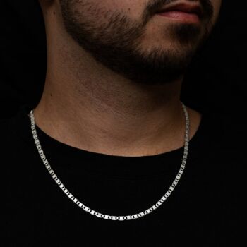 925 Sterling Silver Love Heart Chain Necklace For Men, 3 of 12