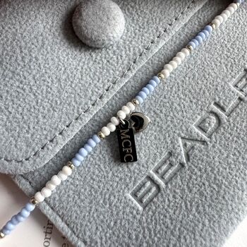 Manchester City Mcfc Bead Bracelet With Heart Charm, 5 of 8